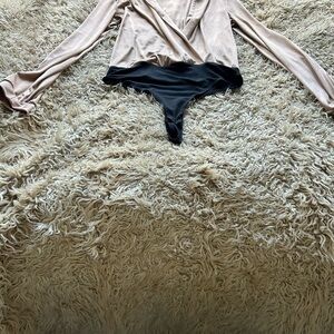 Fashion Nova Beige and Black Bodysuit